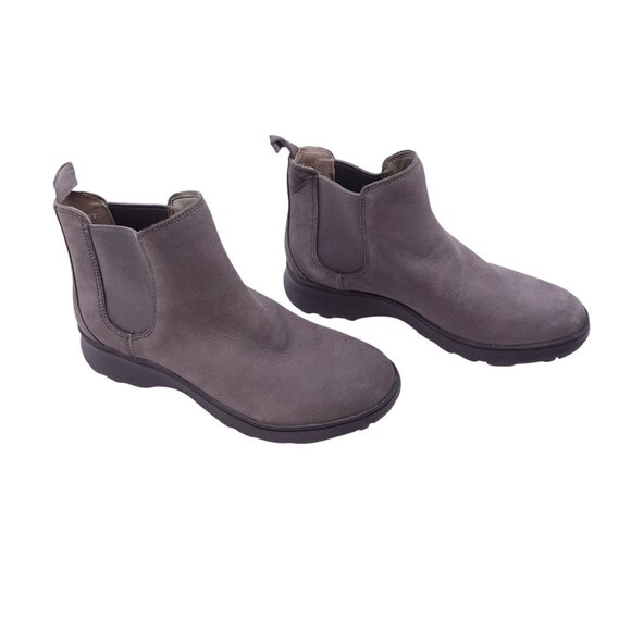 NWOB Vionic Evergreen Ankle Bootie Boots Sz 6 Gray Leather Pull On Cushioned - Picture 2 of 10